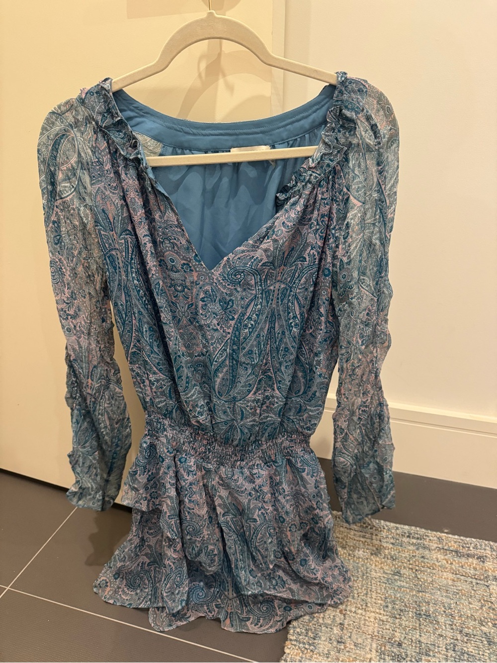 Ramy Brook Blue Paisley Mini Dress